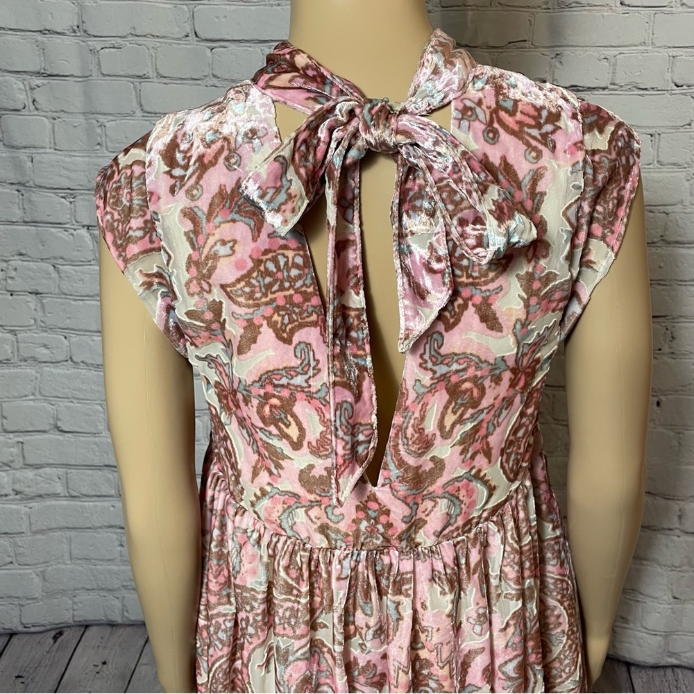 New Free People All the Time Velvet Petal Combo Mini Dress Size XS - Picture 12 of 15